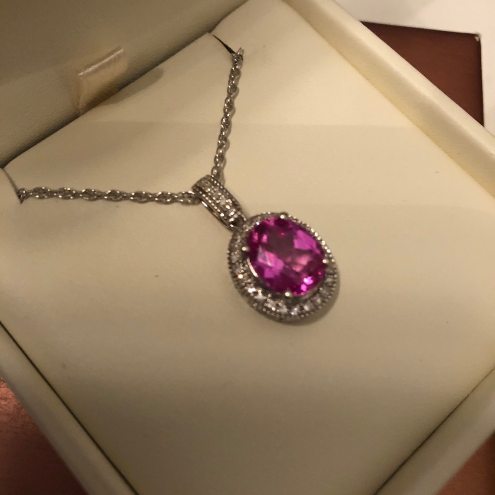 Cashed in the silver 🤷🏻‍♀️ Pink Sapphire, Diamond & Sterling Silver Necklace